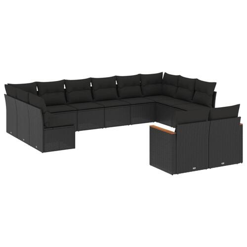 Sofasæt til haven 12 dele med hynder polyrattan sort