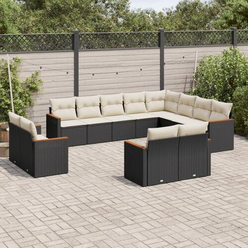 Sofasæt til haven 12 dele med hynder polyrattan sort