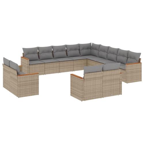Sofasæt til haven 13 dele med hynder polyrattan beige