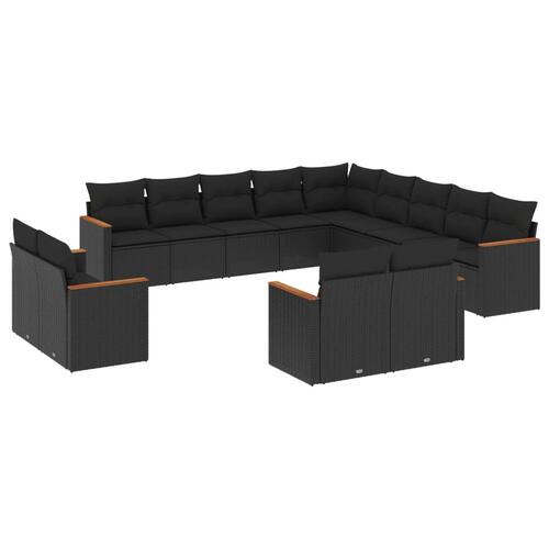 Sofasæt til haven 13 dele med hynder polyrattan sort