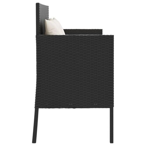 Havebænk med hynder polyrattan sort