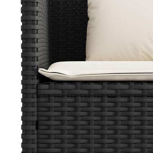 Havebænk med hynder polyrattan sort