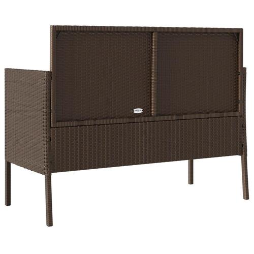 Havebænk med hynder polyrattan brun