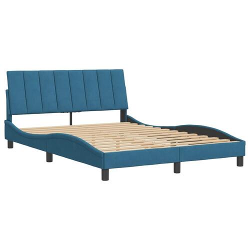 Sengeramme med sengegavl 120x200 cm velour blå