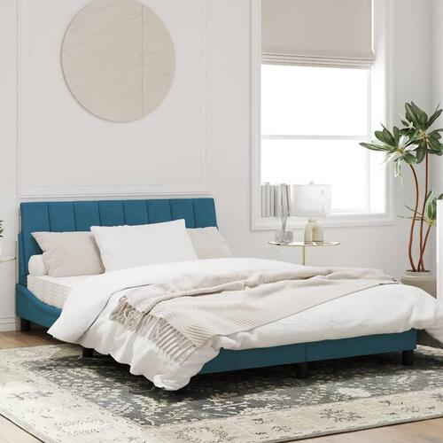Sengeramme med sengegavl 120x200 cm velour blå