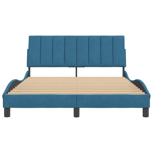 Sengeramme med sengegavl 120x200 cm velour blå