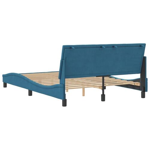 Sengeramme med sengegavl 120x200 cm velour blå