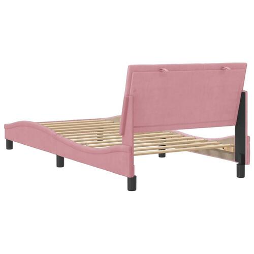 Sengeramme med sengegavl 100x200 cm fløjl lyserød