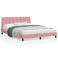 Sengeramme med sengegavl 160x200 cm fløjl pink