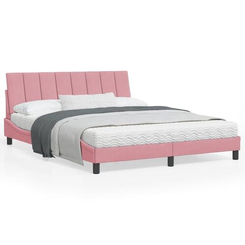 Sengeramme med sengegavl 160x200 cm fløjl pink