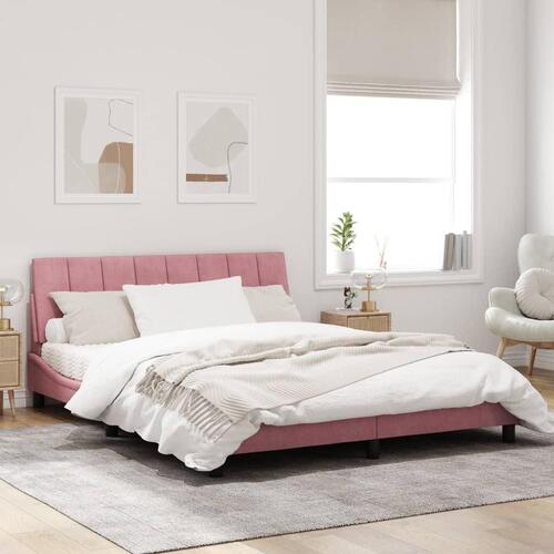 Sengeramme med sengegavl 160x200 cm fløjl pink