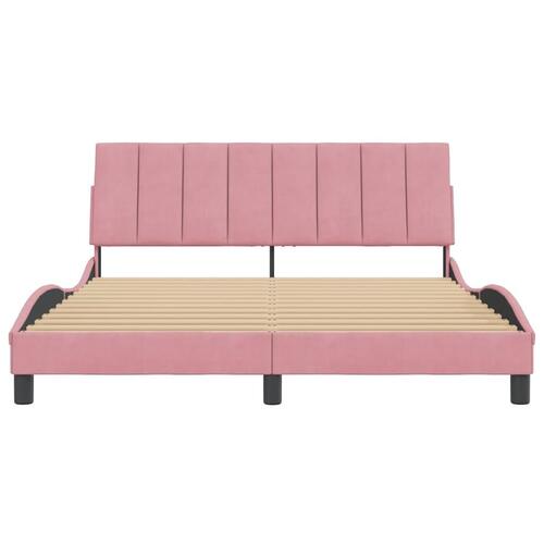 Sengeramme med sengegavl 160x200 cm fløjl pink