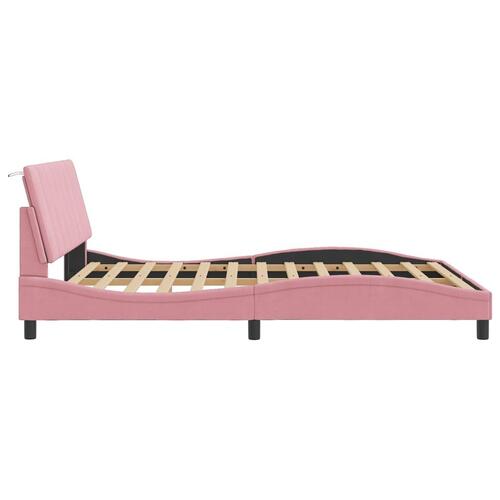 Sengeramme med sengegavl 160x200 cm fløjl pink