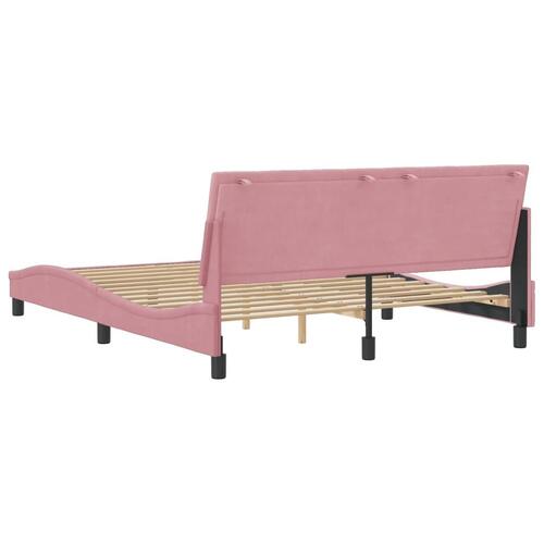 Sengeramme med sengegavl 160x200 cm fløjl pink