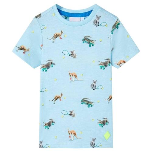 T-shirt til børn str. 92 lys blåmeleret