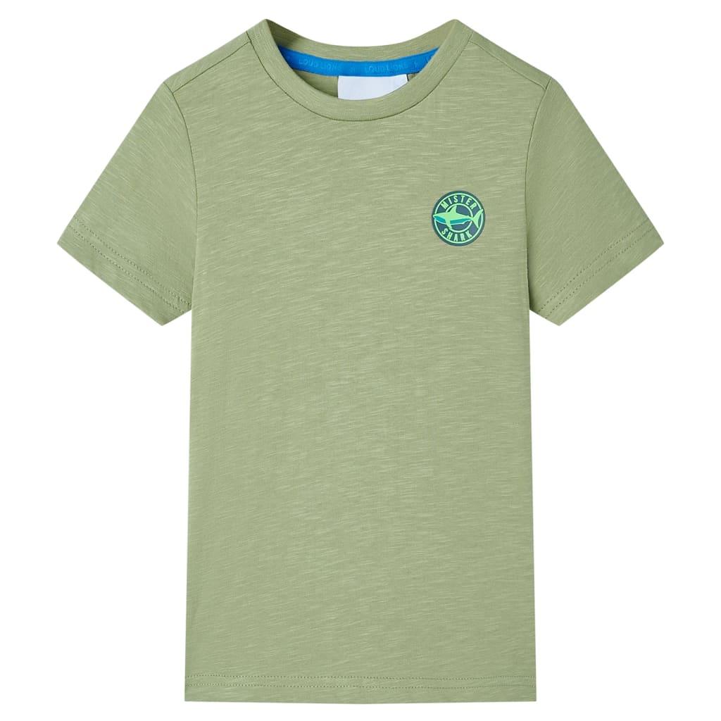T-shirt til børn str. 116 - lys kakifarvet, 100 % bomuld billede