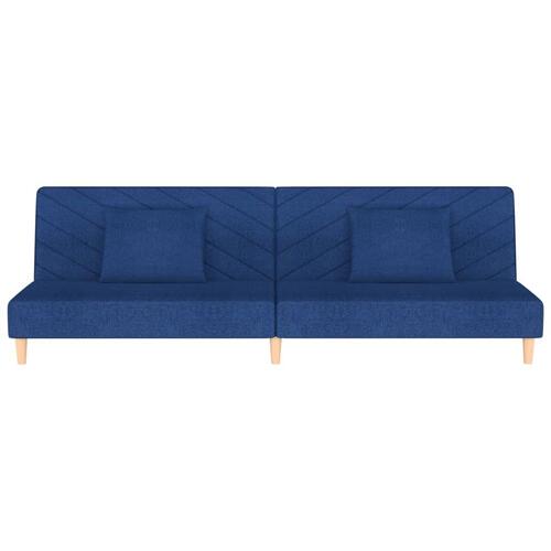 2-personers sovesofa med 2 puder stof blå