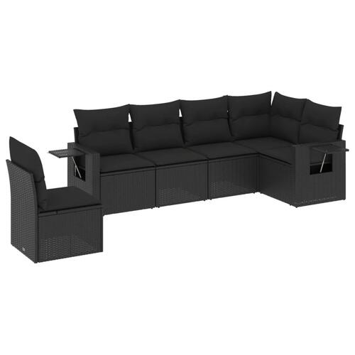 Sofasæt til haven 6 dele med hynder polyrattan sort