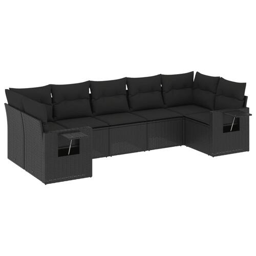 Sofasæt til haven 7 dele med hynder polyrattan sort
