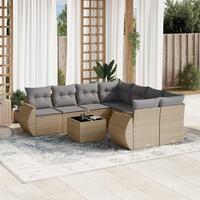 Sofasæt til haven 9 dele med hynder polyrattan beige