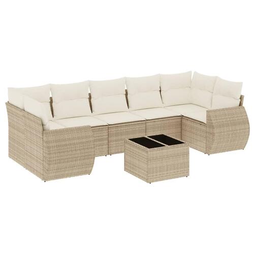 Sofasæt til haven 8 dele med hynder polyrattan beige