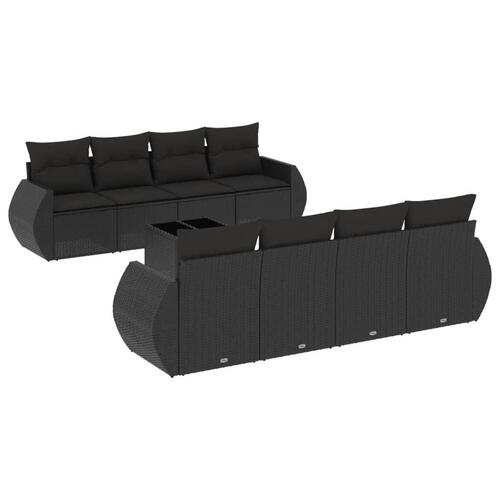 Sofasæt til haven 9 dele med hynder polyrattan sort