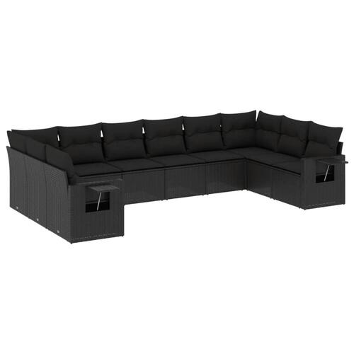 Sofasæt til haven 10 dele med hynder polyrattan sort