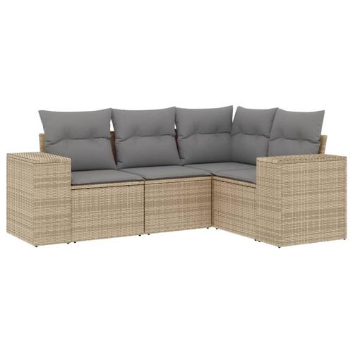 Sofasæt til haven 4 dele med hynder polyrattan beige