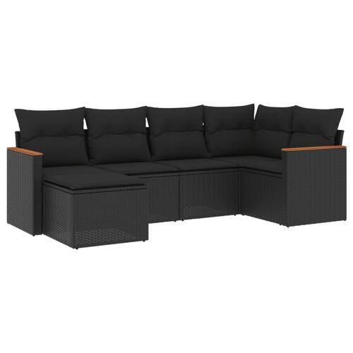 Sofasæt til haven 6 dele med hynder polyrattan sort