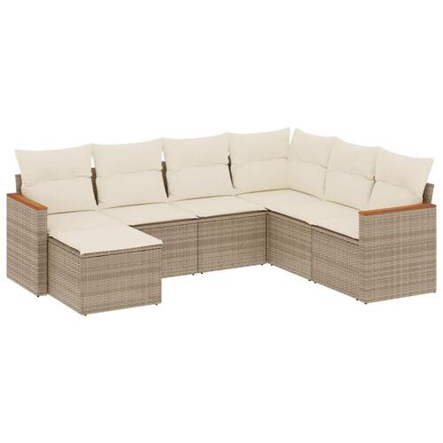 Sofasæt til haven 7 dele med hynder polyrattan beige