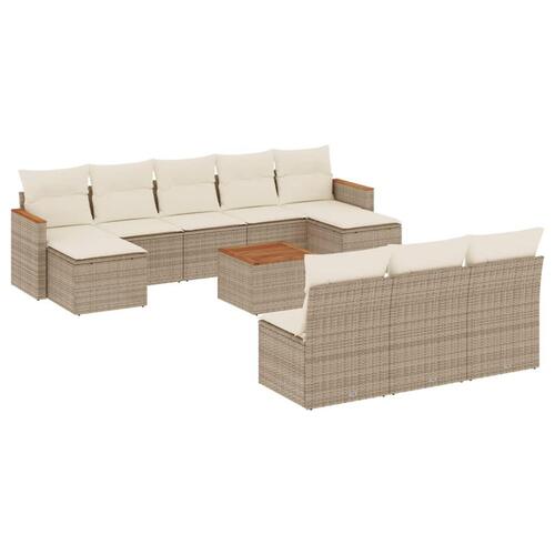 Sofasæt til haven 11 dele med hynder polyrattan beige