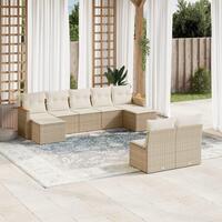 Sofasæt til haven 9 dele med hynder polyrattan beige