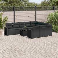 Sofasæt til haven 11 dele med hynder polyrattan sort