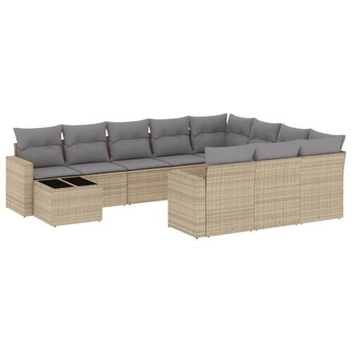 Sofasæt til haven 11 dele med hynder polyrattan beige