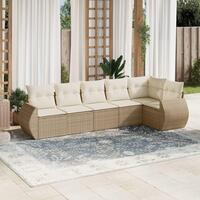 Sofasæt til haven 6 dele med hynder polyrattan beige