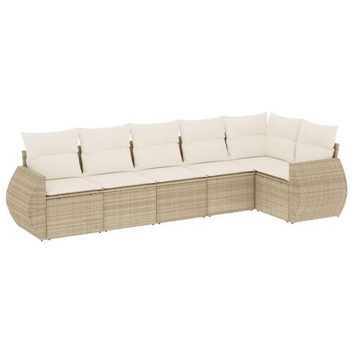 Sofasæt til haven 6 dele med hynder polyrattan beige