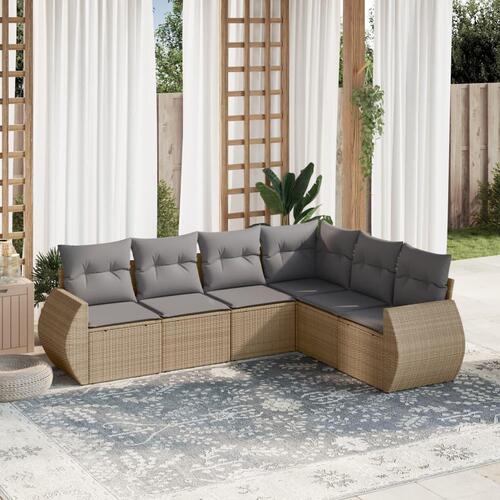 Sofasæt til haven 6 dele med hynder polyrattan beige