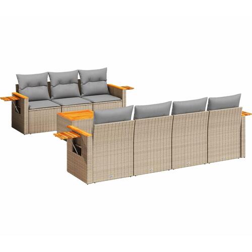 Sofasæt til haven 8 dele med hynder polyrattan beige