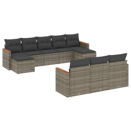Sofasæt til haven 10 dele med hynder polyrattan grå