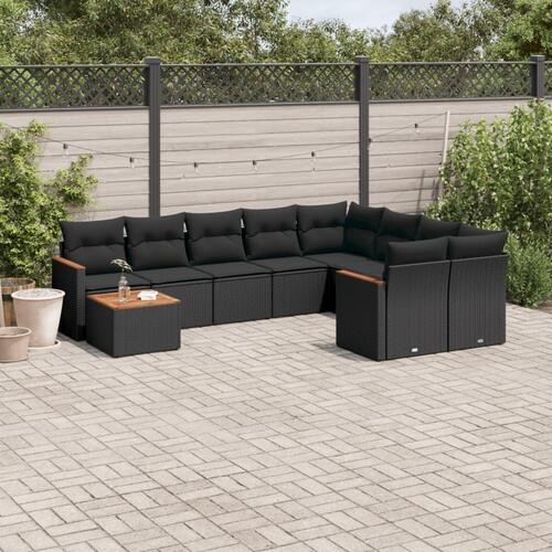 Sofasæt til haven 10 dele med hynder polyrattan sort