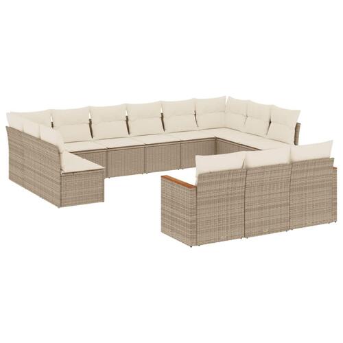 Sofasæt til haven 13 dele med hynder polyrattan beige