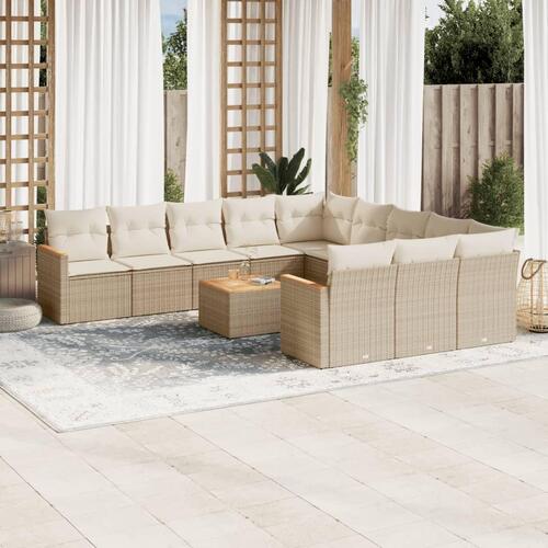 Sofasæt til haven 12 dele med hynder polyrattan beige
