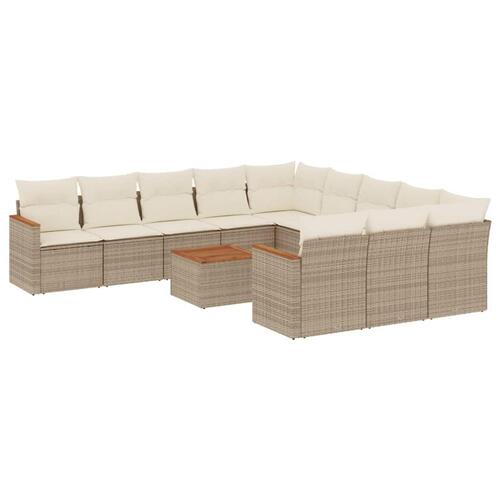 Sofasæt til haven 12 dele med hynder polyrattan beige