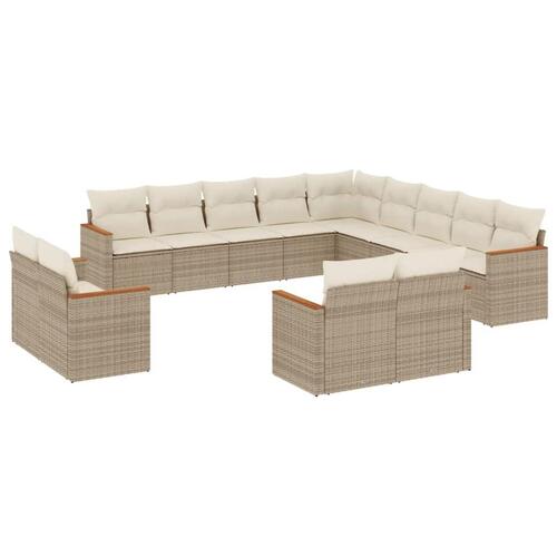Sofasæt til haven 13 dele med hynder polyrattan beige