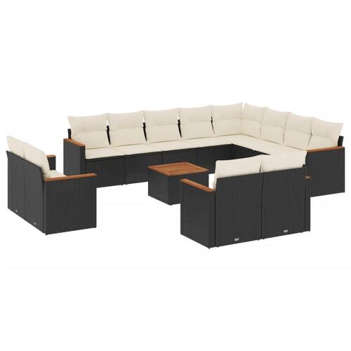 Sofasæt til haven 13 dele med hynder polyrattan sort
