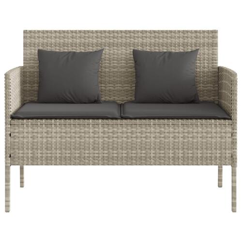 Havebænk med hynder polyrattan lysegrå