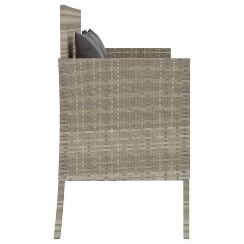 Havebænk med hynder polyrattan lysegrå