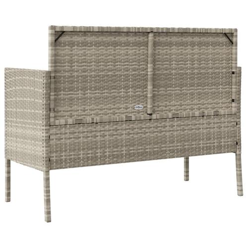 Havebænk med hynder polyrattan lysegrå
