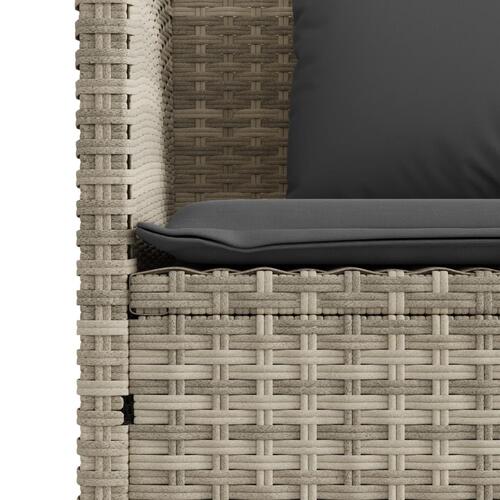 Havebænk med hynder polyrattan lysegrå