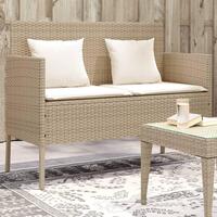 Havebænk med hynder polyrattan beige